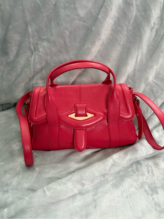 Danier Handbags - Danier Watermelon Pink Leather Structured Satchel Handbag
